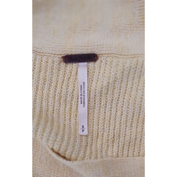 Free People Yellow Alana Linen Heathered Sweater Off Shoulder Sz Small - Picture 5 of 7